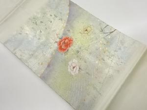金彩波に花々模様刺繍名古屋帯